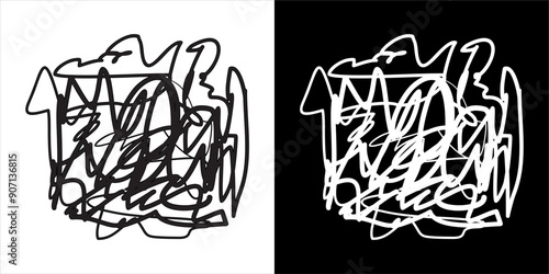 Illustration vector graphic of abstract icon, black and white