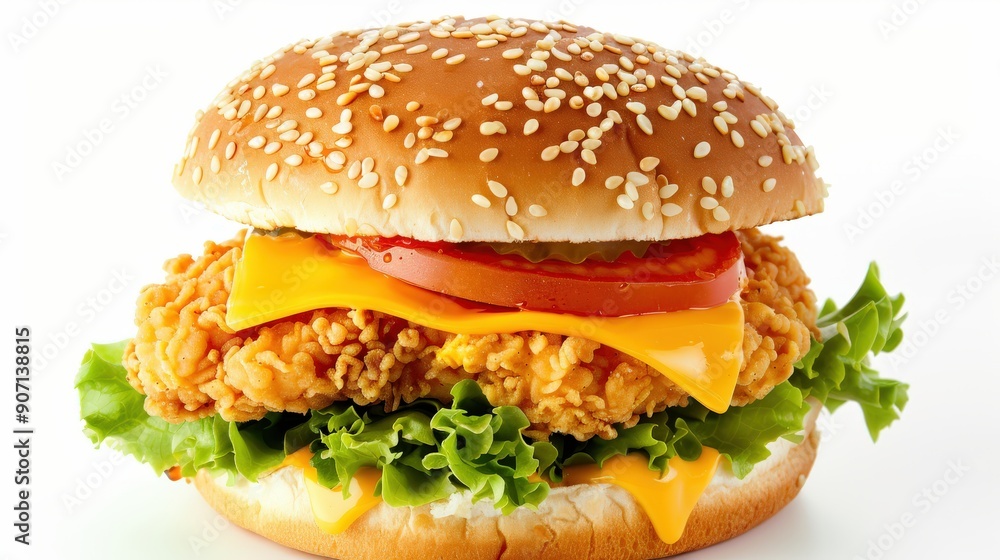 Delectable Double Cheddar Cheeseburger with Crispy Chicken Delectable Double Cheddar Cheeseburger with Crispy Chicken