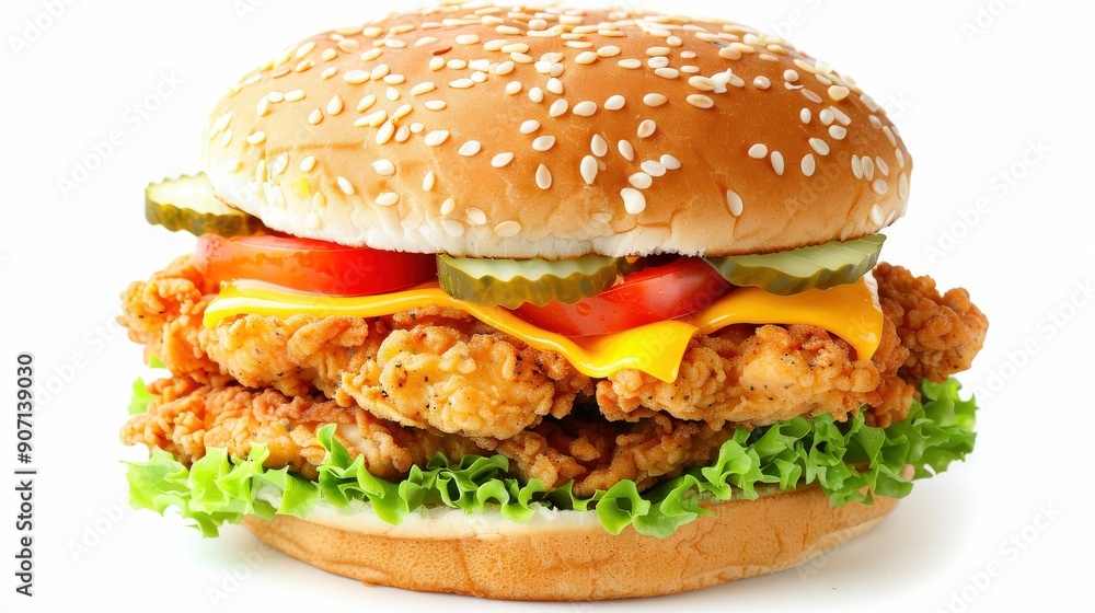 Delectable Double Cheddar Cheeseburger with Crispy Chicken Delectable Double Cheddar Cheeseburger with Crispy Chicken