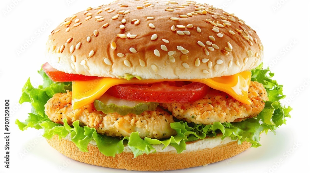 Scrumptious Chicken Burger with Cheddar and Fresh Veggies Scrumptious Chicken Burger with Cheddar and Fresh Veggies