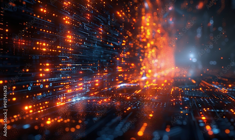 Fototapeta premium An abstract technology background featuring programming code and computer scripts, representing software development.