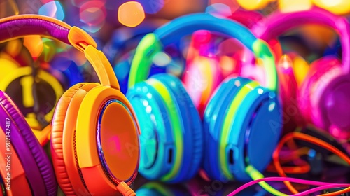 Colorful Silent Disco Headphones photo