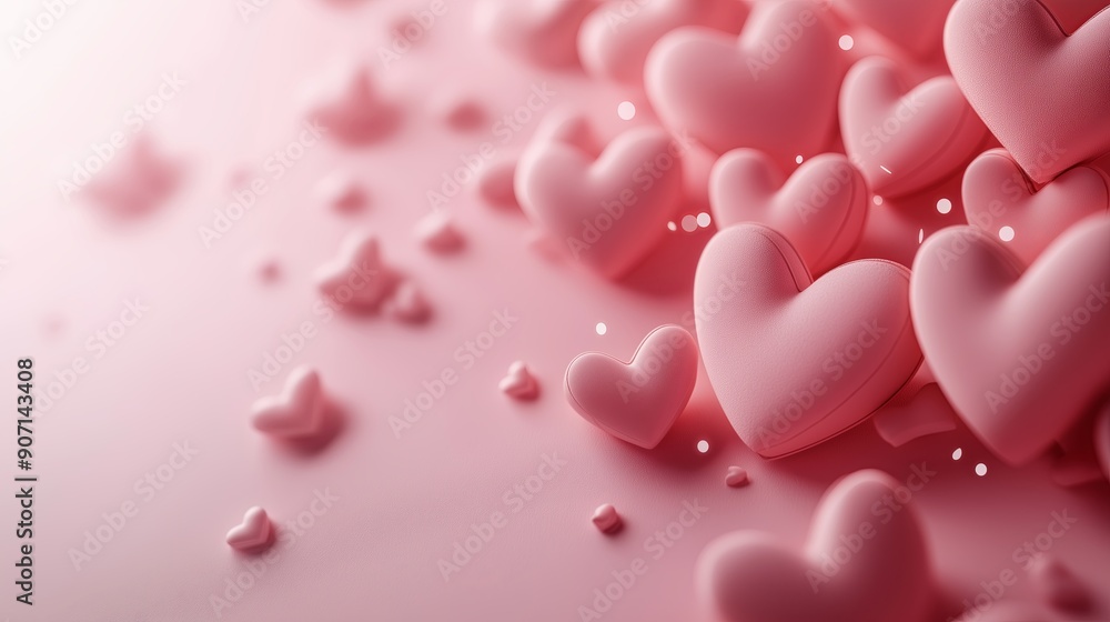 Valentine's day background with pink hearts on pastel background with copy space Valentine's day background with pink hearts on pastel background with copy space
