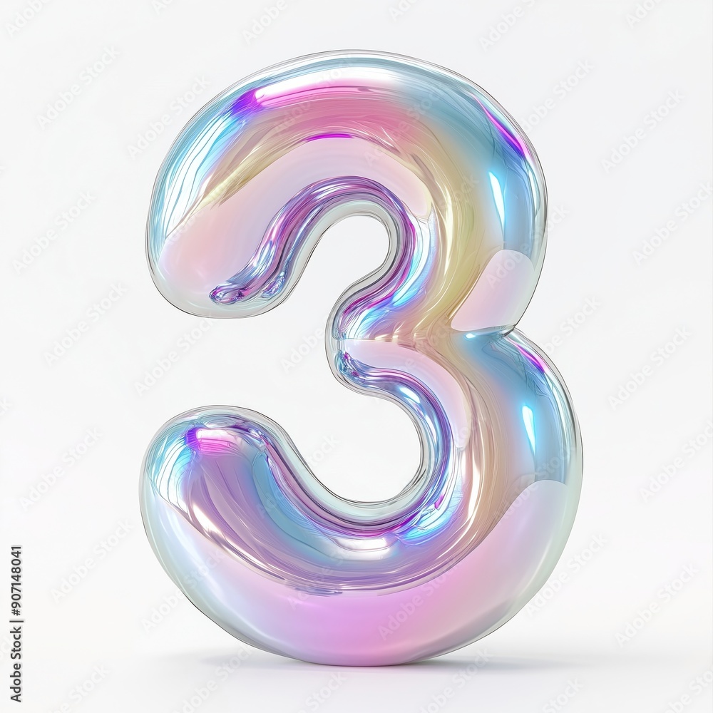 Colorful and Glossy Number Three Sculpture Colorful and Glossy Number Three Sculpture