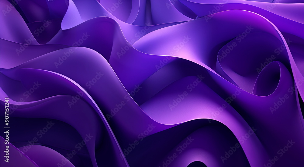 Obraz premium Purple silk background, 3D purple abstract background, curved shapes, fluid design