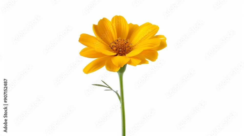 High-resolution marigold with vivid petals, isolated on a plain background with ample space for advertising text or logos High-resolution marigold with vivid petals, isolated on a plain background with ample space for advertising text or logos