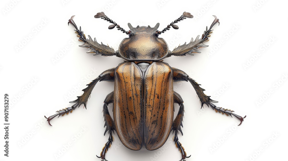 Intricately detailed beetle with antennae, isolated on a white background, perfect for scientific illustrations or marketing with space for text Intricately detailed beetle with antennae, isolated on a white background, perfect for scientific illustrations or marketing with space for text