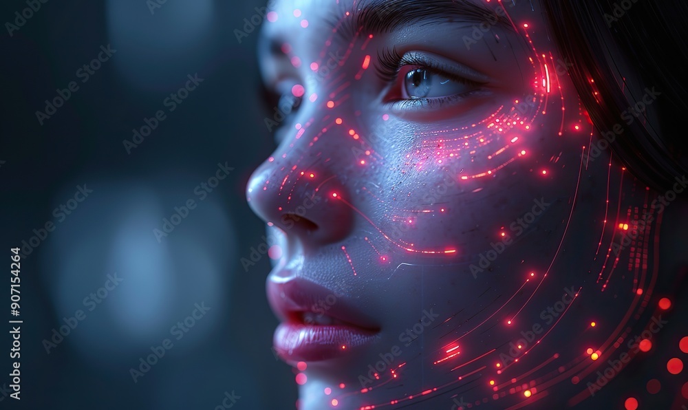 An AI female assistant is subtly present in the background, enhancing the futuristic atmosphere. An AI female assistant is subtly present in the background, enhancing the futuristic atmosphere.