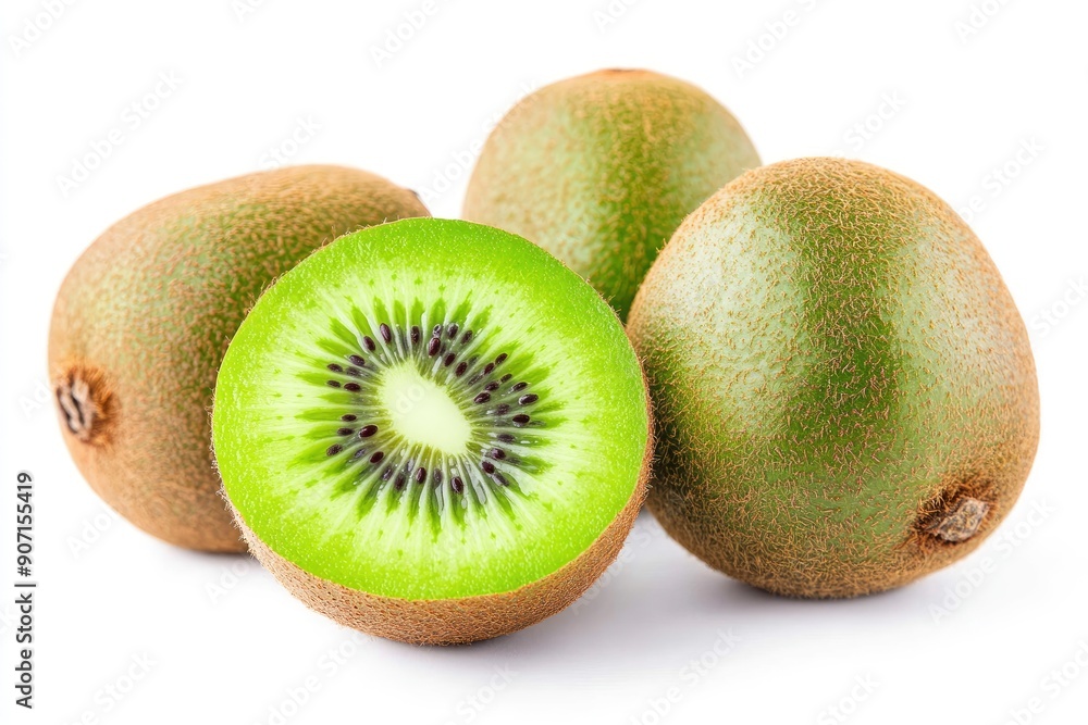 Obraz premium fruit kiwi isolated on white background, full depth of field, ai