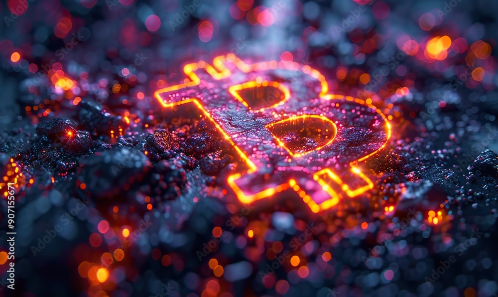 A glowing neon Bitcoin symbol stands out against a vibrant, colorful background, representing digital cryptocurrency and blockchain technology. A glowing neon Bitcoin symbol stands out against a vibrant, colorful background, representing digital cryptocurrency and blockchain technology.