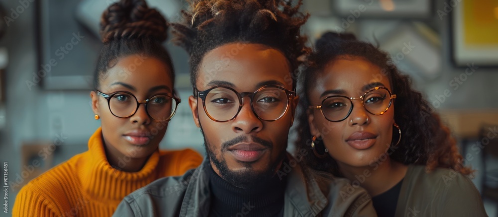 Portrait of Three Young Adults Wearing Glasses Portrait of Three Young Adults Wearing Glasses