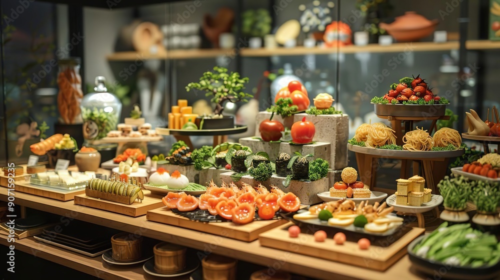 A Delicious Spread of Food at a Buffet Restaurant Photo A Delicious Spread of Food at a Buffet Restaurant Photo