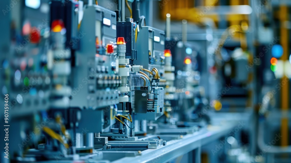A large room with many electrical panels and switches A large room with many electrical panels and switches