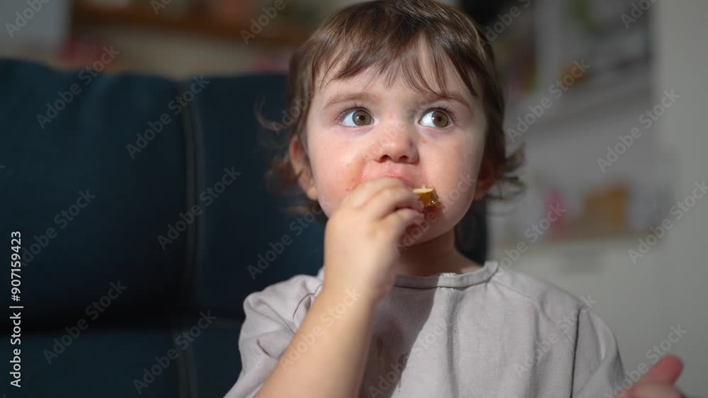 little child resting at home. happy and full of joy childhood, children's dream concept. a small girl are sitting on a blue sofa lifestyle attentively watching cartoons on TV and eat apples little child resting at home. happy and full of joy childhood, children's dream concept. a small girl are sitting on a blue sofa lifestyle attentively watching cartoons on TV and eat apples