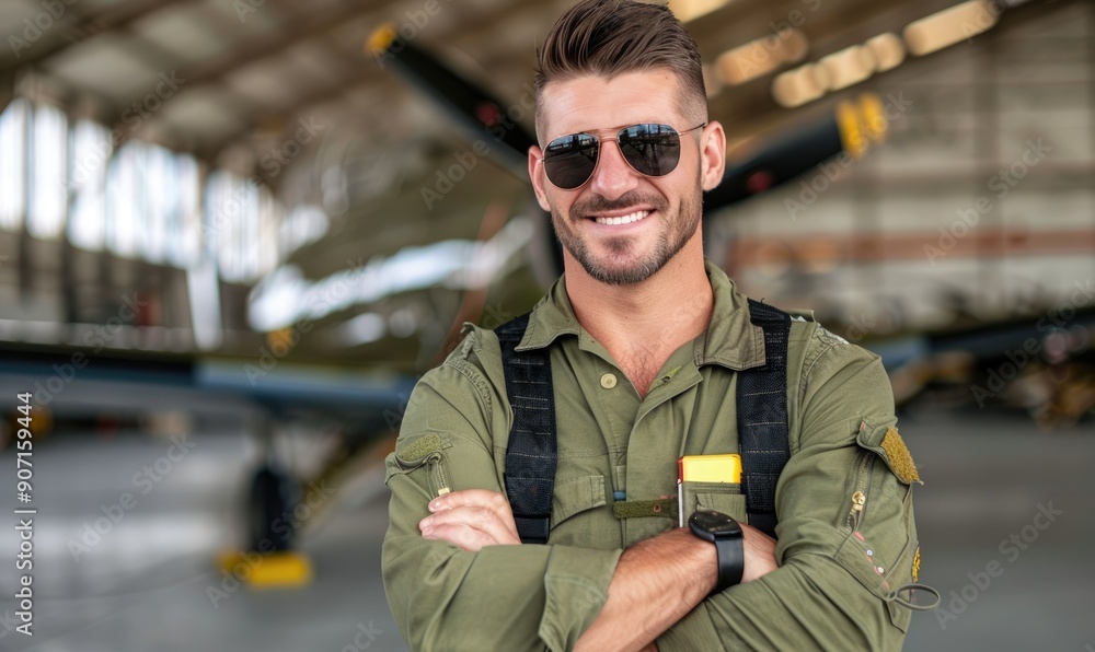 Fototapeta premium Aircraft Pilot: Navigating the Skies from the Workplace