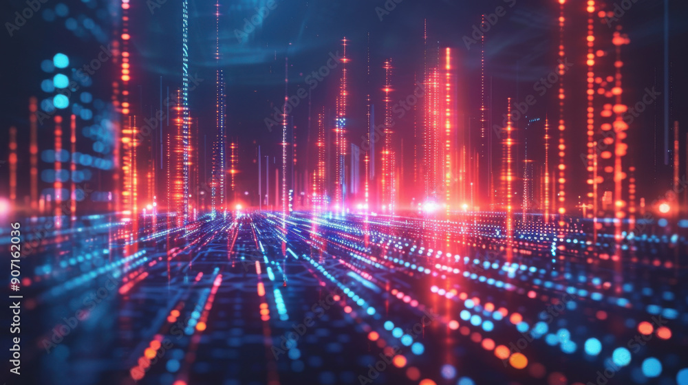 Futuristic digital cityscape with glowing neon lights, representing advanced technology and modern urban landscapes. Futuristic digital cityscape with glowing neon lights, representing advanced technology and modern urban landscapes.