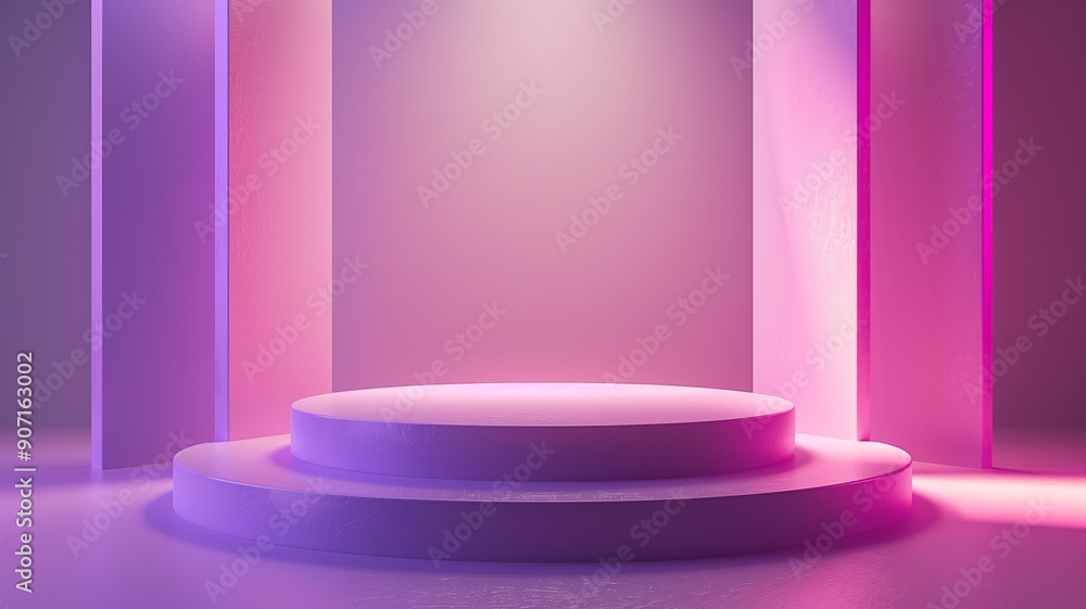 Purple round podium on purple background Purple round podium on purple background