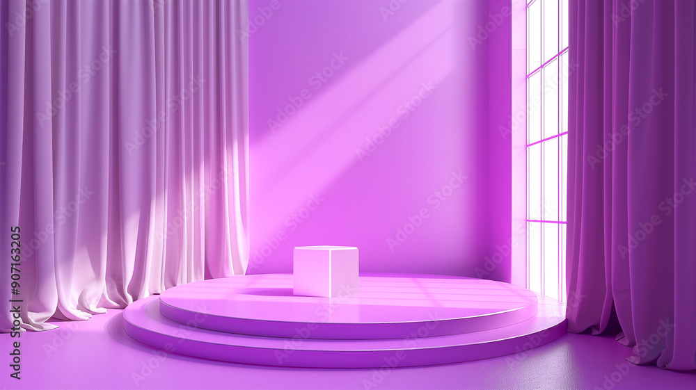 Purple round podium on purple background Purple round podium on purple background