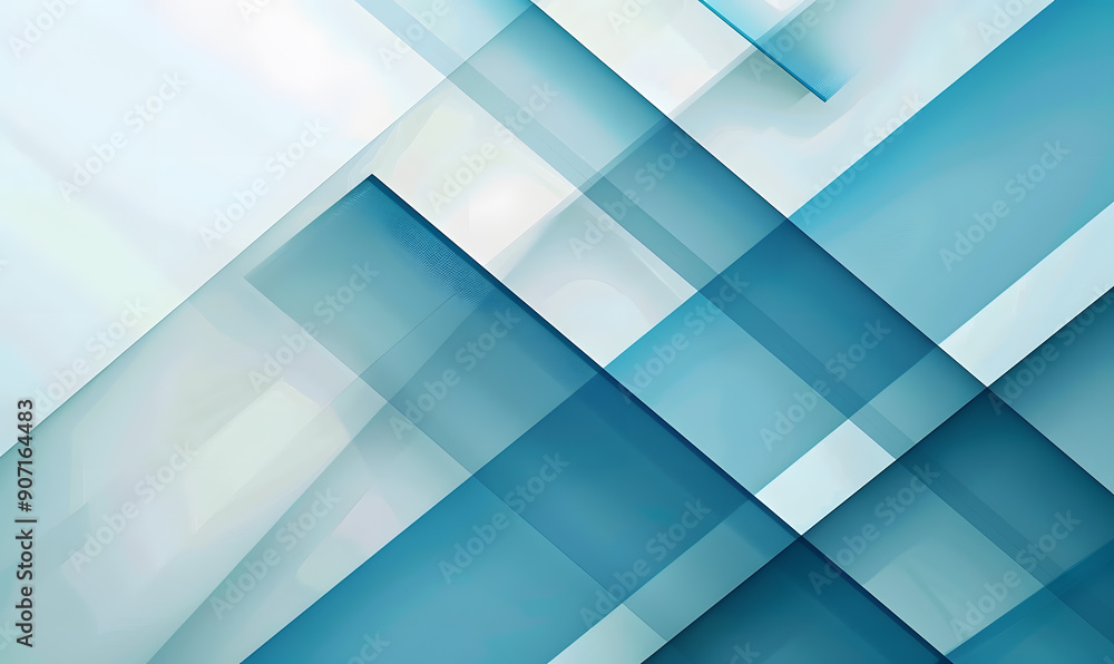 Obraz premium The abstract geometric pattern showcases overlapping blue rectangles and transparent layers, suitable for tech backgrounds or presentations seeking a sleek and contemporary aesthetic