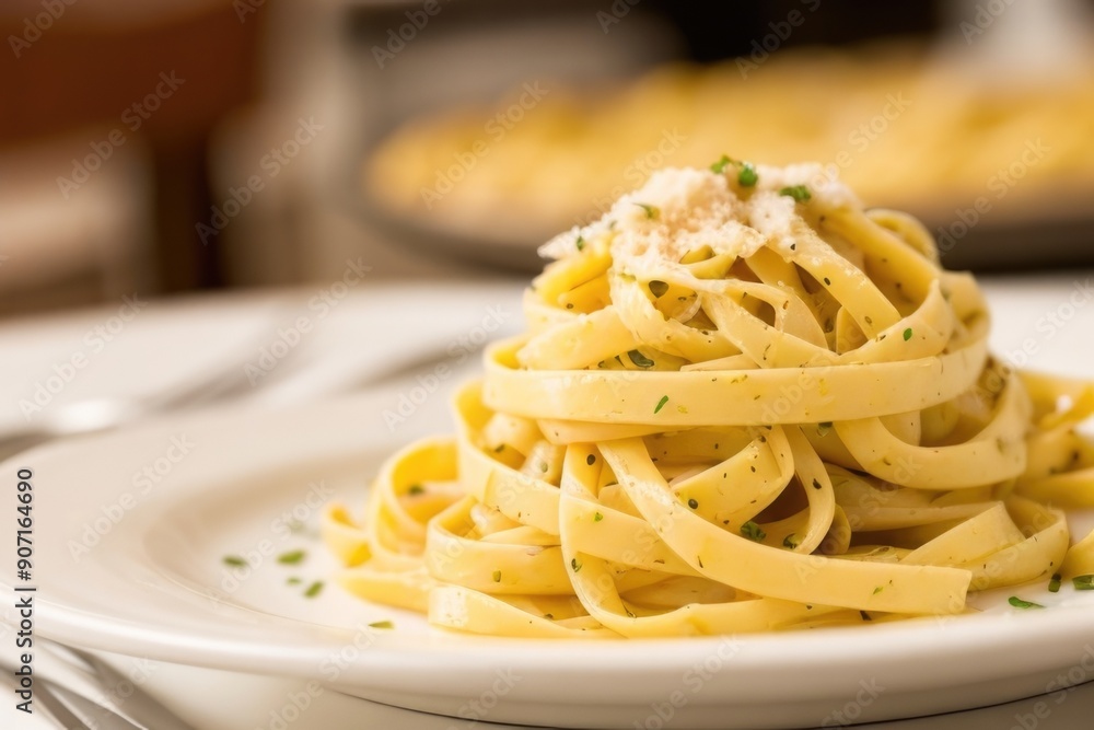 Pasta fettuccine over a blurry background Pasta fettuccine over a blurry background