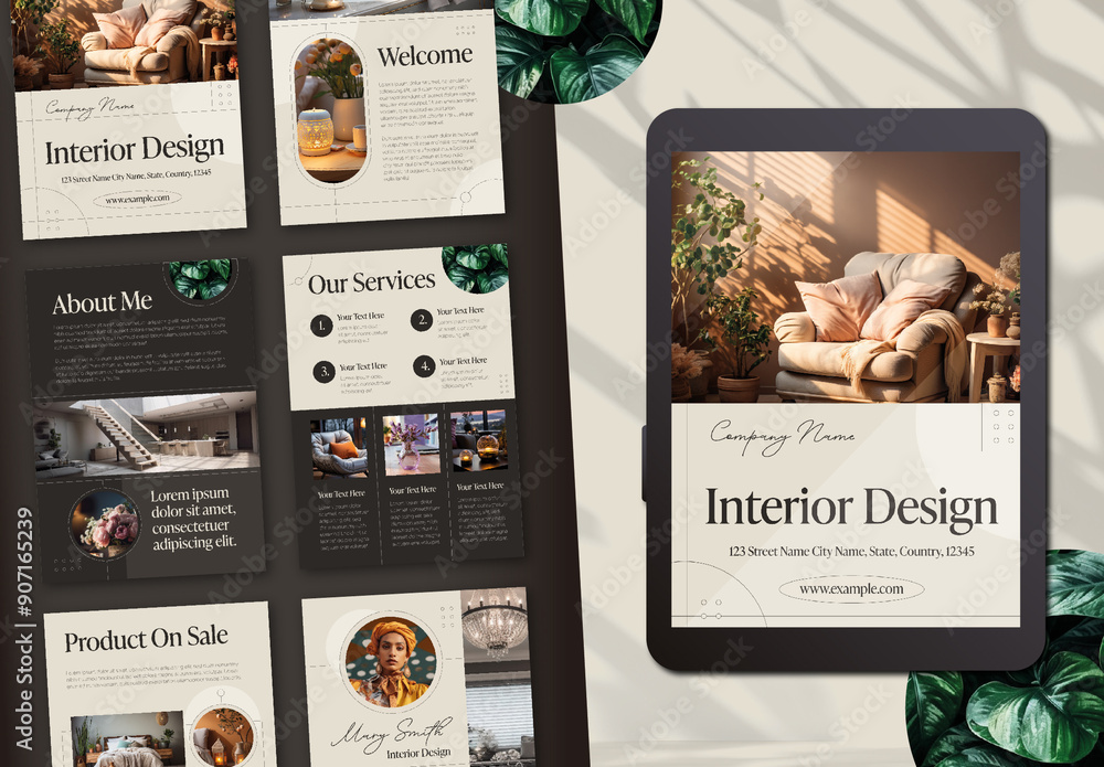 Elegant Minimalist Modern Interior Design Brochure Template Stock ...