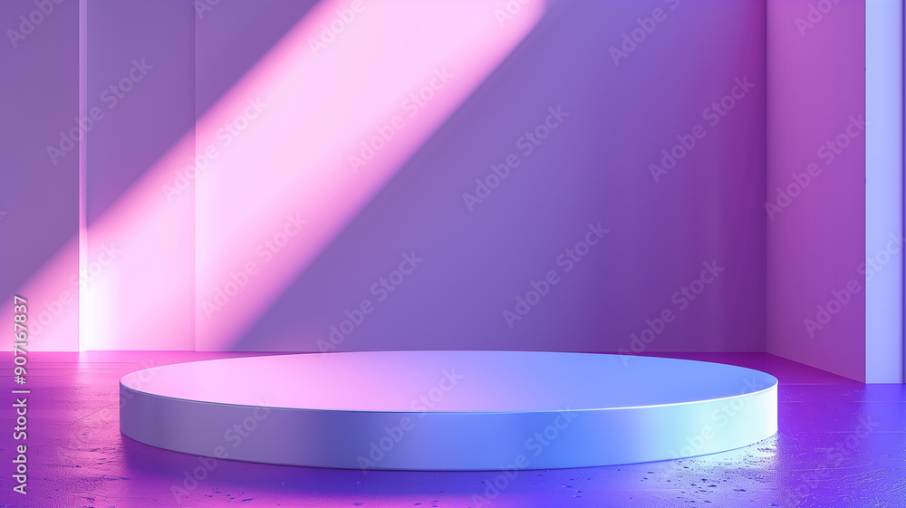 Purple round podium on purple background Purple round podium on purple background