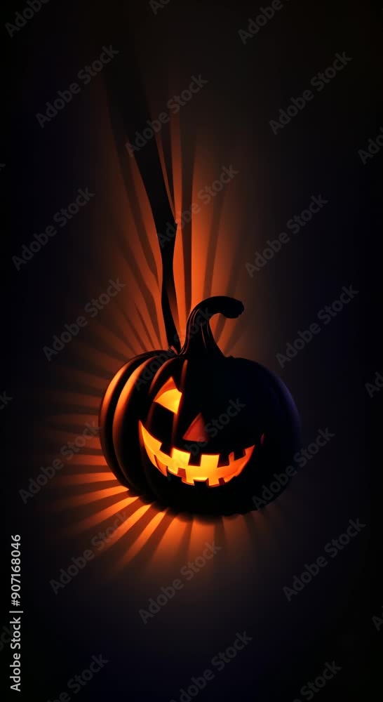 Spooky Halloween Jack O lantern Pumpkin on a Black Background with ...
