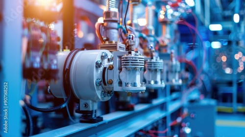 Three springs are being heated up in a factory