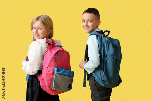 Cute pupils with backpacks ...