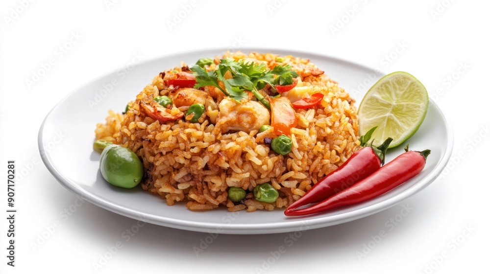 Delicious Fried Rice with Seafood and Vegetables Delicious Fried Rice with Seafood and Vegetables
