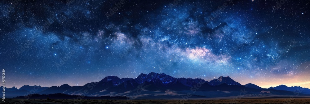 Silhouette of Montana Mountains under a Starry Night Sky Silhouette of Montana Mountains under a Starry Night Sky