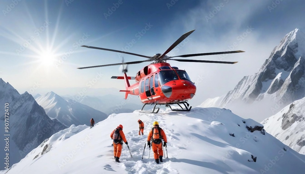 helicopter rescues mountaineers stranded on a snowy mountain peak
helicopter rescues mountaineers stranded on a snowy mountain peak