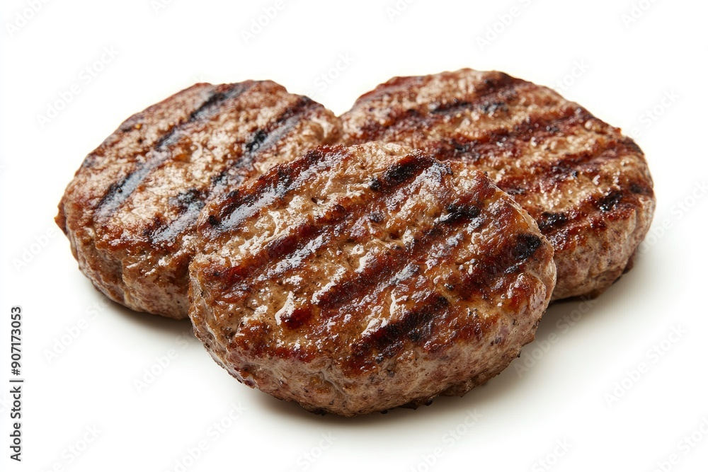 grilled hamburger meat isolated on white background, full depth of field , ai grilled hamburger meat isolated on white background, full depth of field , ai