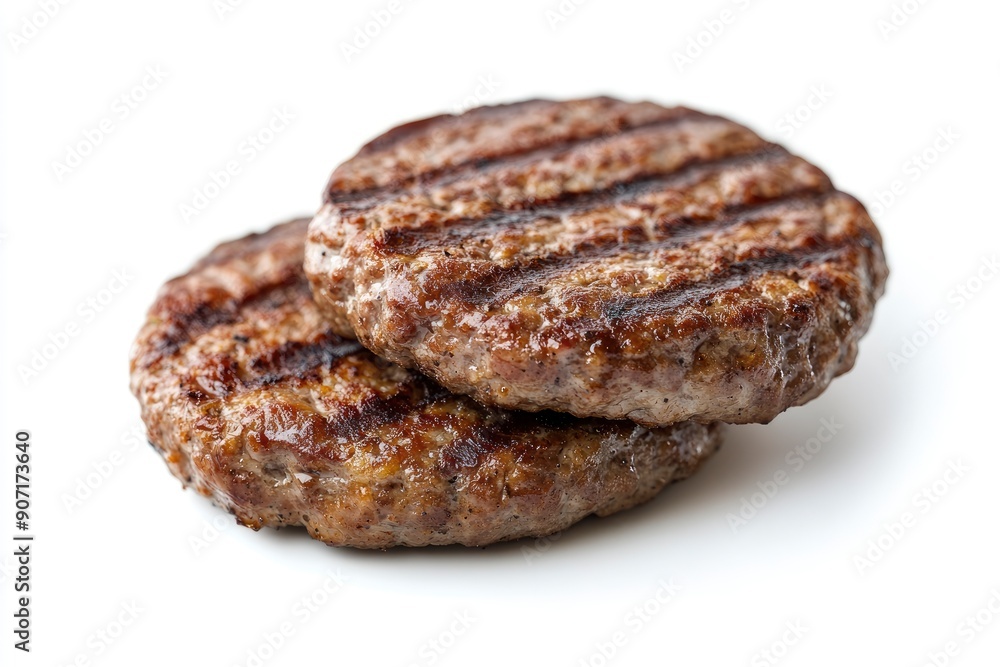 grilled hamburger meat isolated on white background, full depth of field , ai grilled hamburger meat isolated on white background, full depth of field , ai