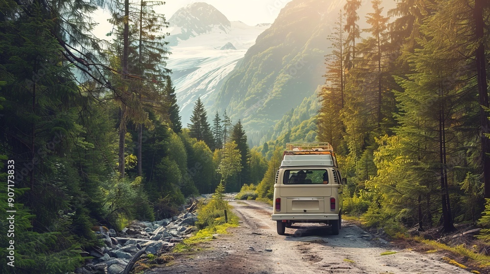 camper van on the Banff National Park - Alberta, Canada camper van on the Banff National Park - Alberta, Canada