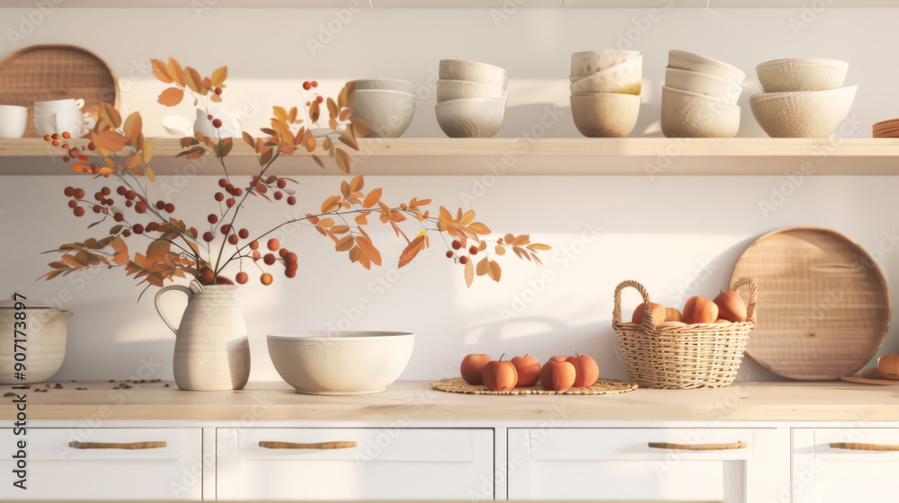 Minimalist Autumn Kitchen with Warm Decor Minimalist Autumn Kitchen with Warm Decor