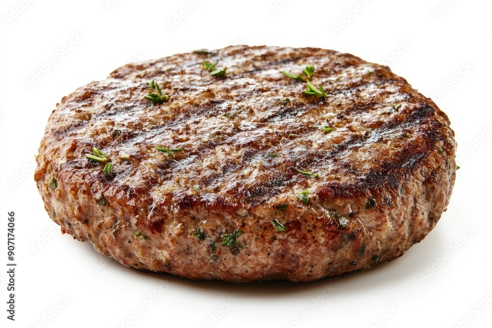 grilled hamburger meat isolated on white background, full depth of field , ai grilled hamburger meat isolated on white background, full depth of field , ai