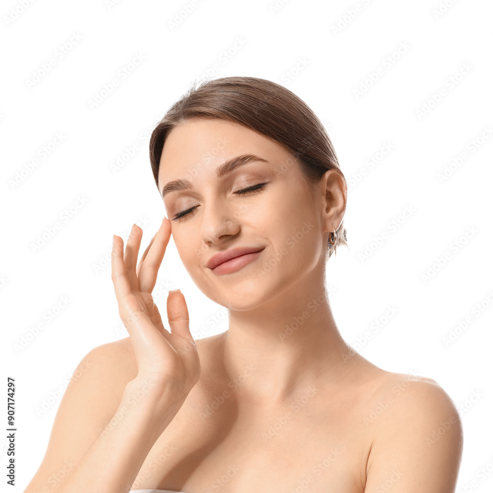 Beautiful young woman on white background Beautiful young woman on white background
