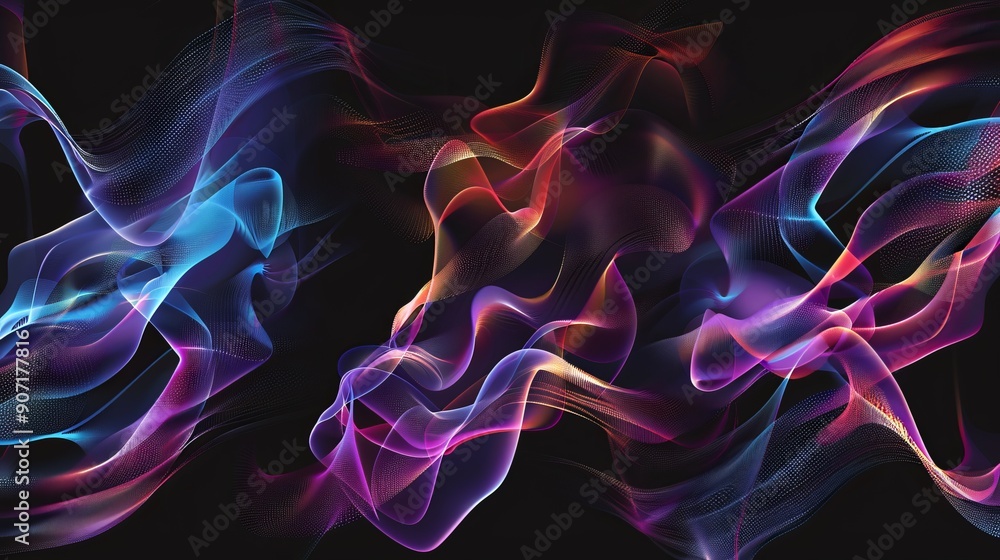 Obraz premium Neon magenta background abstract bright black sparkle. Futuristic neon light tracks in cyberpunk style