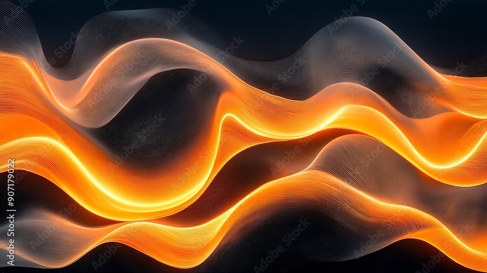 Ethereal Waves of Glowing Orange and Black in Dynamic Motion Ethereal Waves of Glowing Orange and Black in Dynamic Motion
