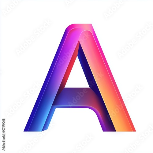 Stylized 3D Typography Letter A in Vibrant Colors