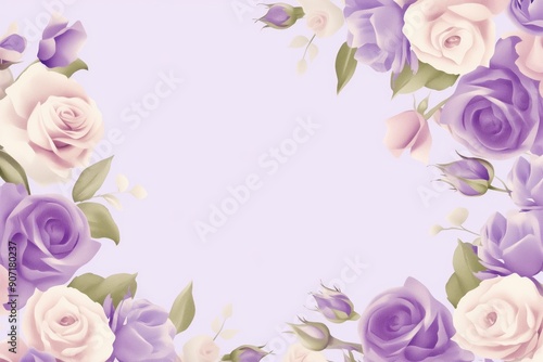 Lavender Rose Horizontal Full Floral Frame with Copy Space
