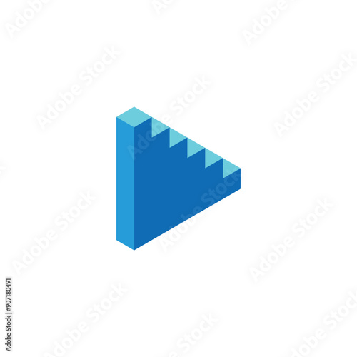 Stairs, square blue geometric symbol simple logo vector