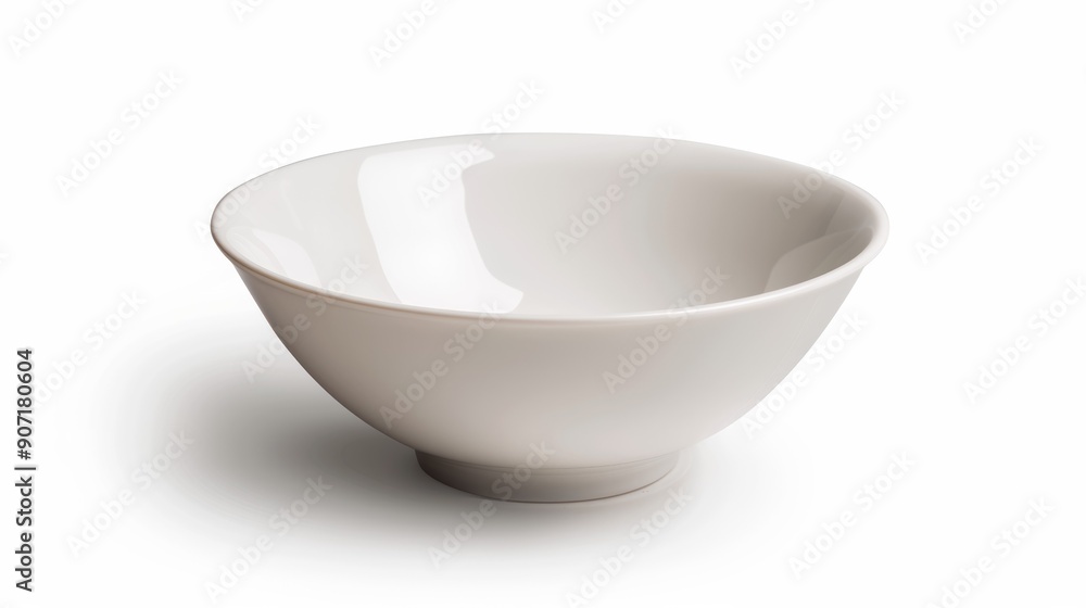 A white bowl sits on a white background A white bowl sits on a white background