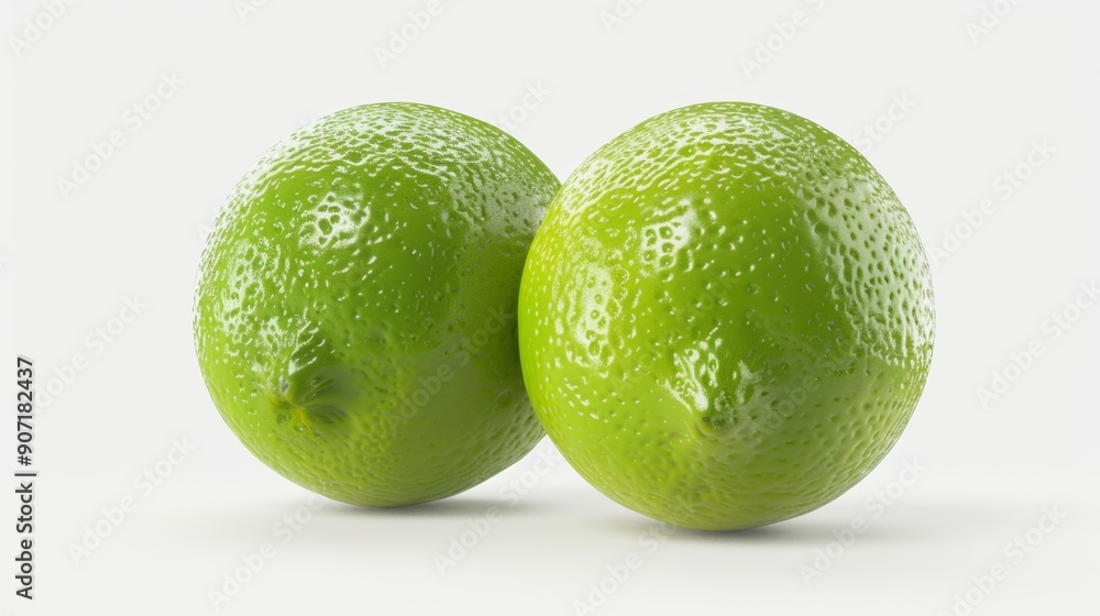 Two green limes on a white background Two green limes on a white background