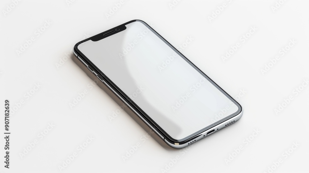 A phone with a clear screen sits on a white background A phone with a clear screen sits on a white background