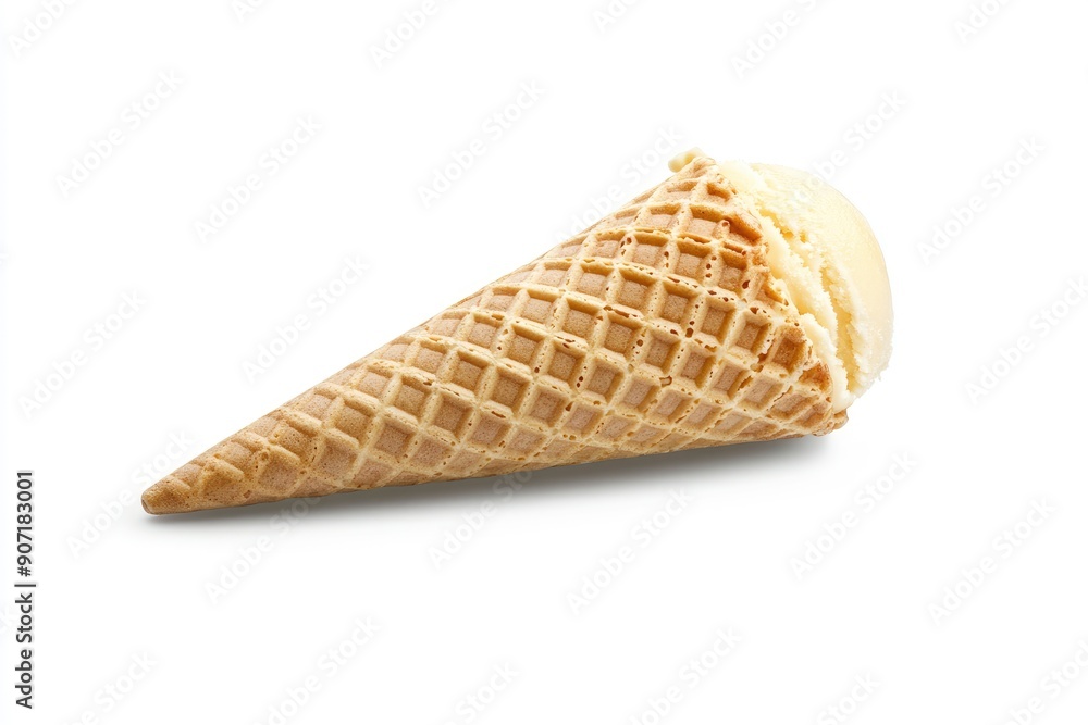 Empty ice cream cone, isolated on white background, clipping path, full depth of field, ai Empty ice cream cone, isolated on white background, clipping path, full depth of field, ai