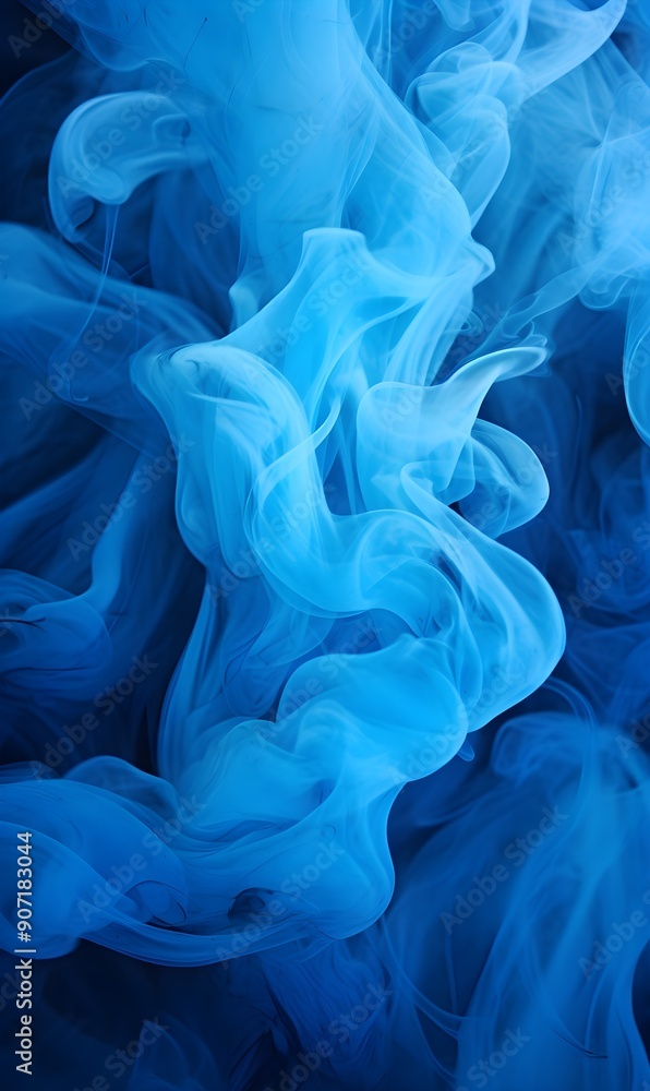 Fototapeta premium Blue smoke on a dark blue background