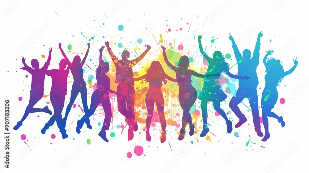 Colorful crowd silhouette Colorful crowd silhouette
