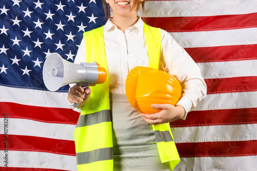 Young female construction w...